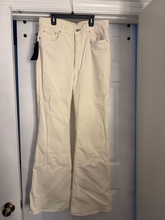 rag & bone Denim - rag & bone Cream High-Rise Flare Jeans